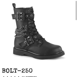 - NEW WITH TAGS AND BOX DEMONIAS BOLT GOTH EMO BOOTS WITH CHAINS